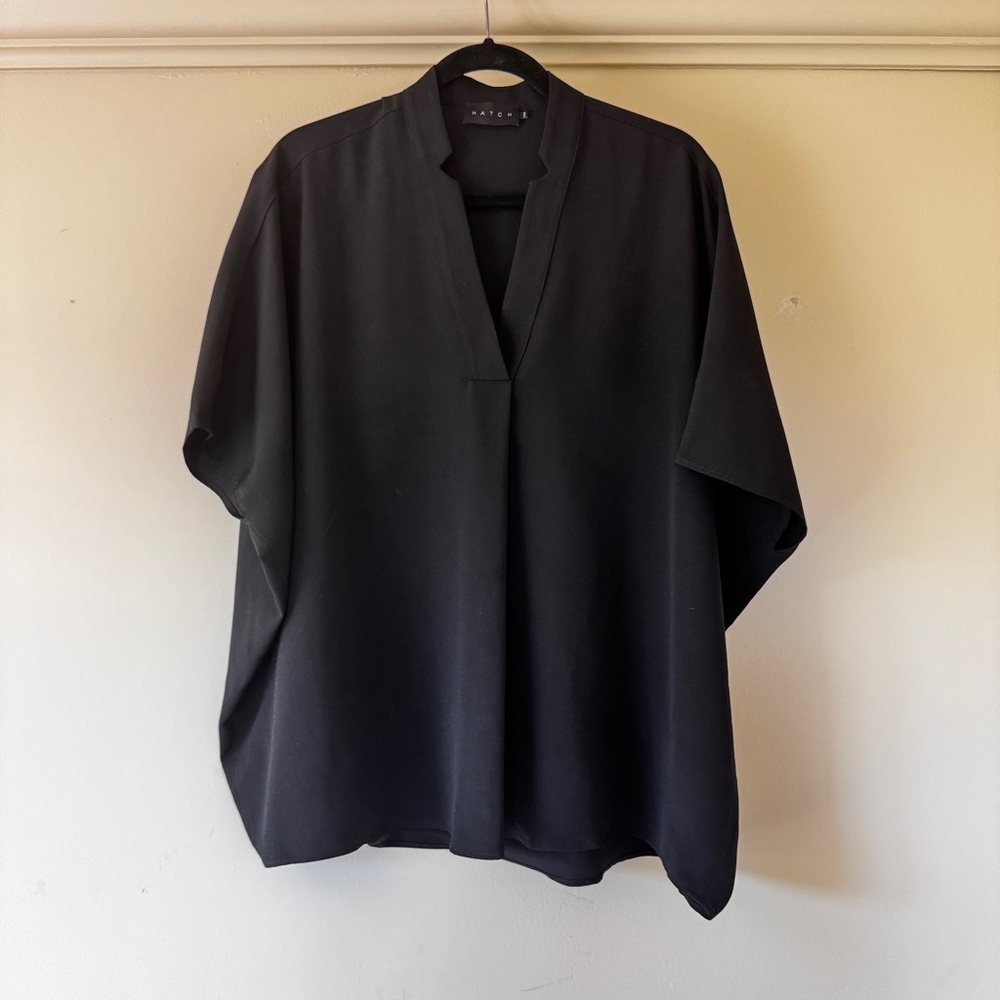 Hatch Maternity Notched V Neck Tunic Black Crepe One Size